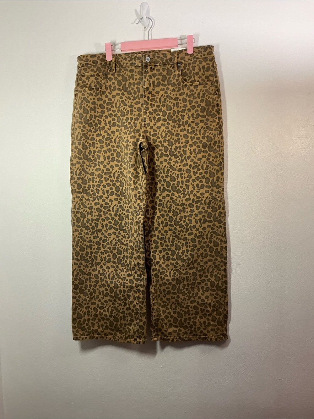American Eagle Leopard Stovepipe Wide Leg Jeans Size 14 (32W)